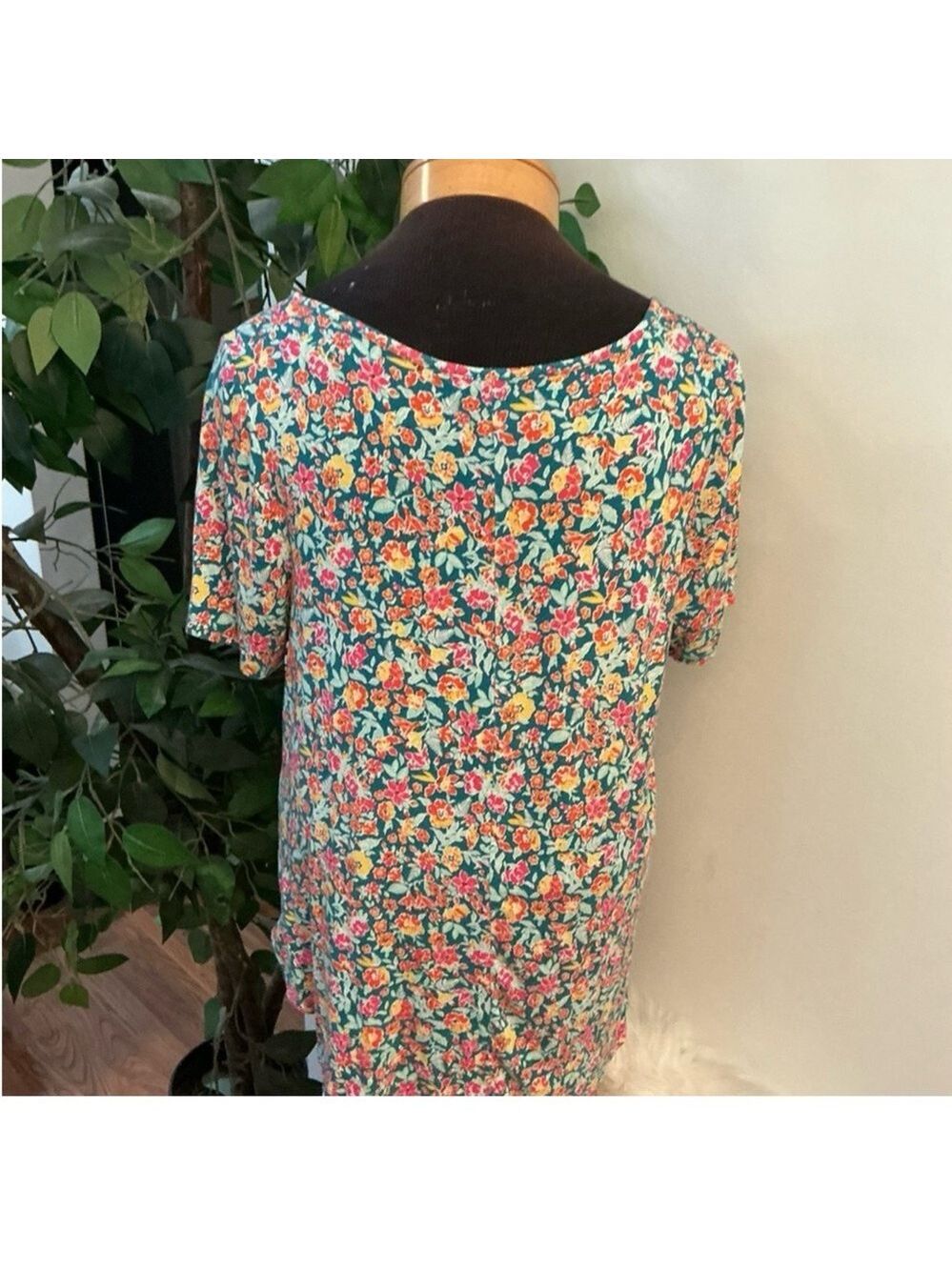 Women's LANE BRYANT Teal Floral Fitted Tunic Plus Size 22/24 - Picture 7 of 12